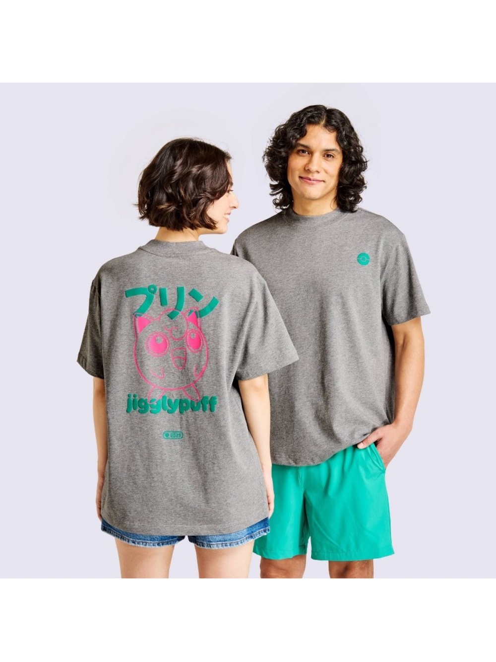 Gray Jigglypuff Graphic Tee with Teal Logo unisex Pokemon x target
